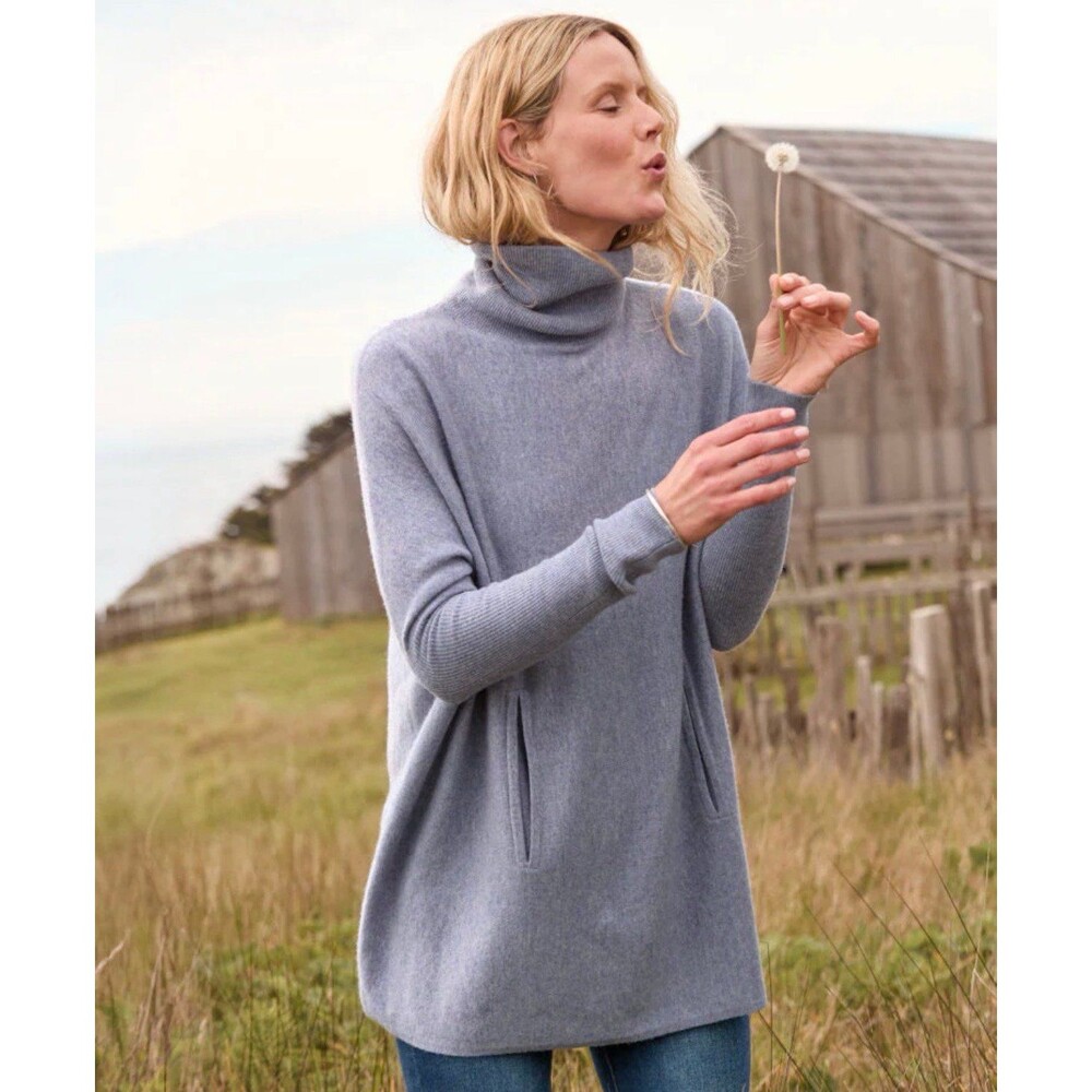Garnet Hill Oversized Turtleneck Sweater Wool Cashmere Blend